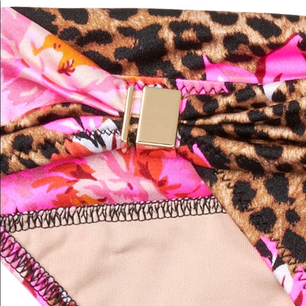 VS Leopard Floral Bandeau Bikini Matching Set Top Bottoms - Picture 8 of 9